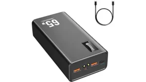 Anker 737 Power Bank 140W GaN charger with dual USB-C and USB-A ports, top view with cable