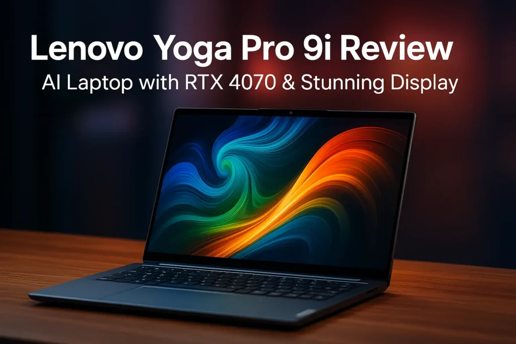 Lenovo Yoga Pro 9i laptop with RTX 4070 - open view with vibrant OLED display