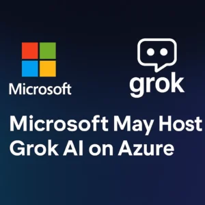 Microsoft and Grok AI logos on a dark tech background