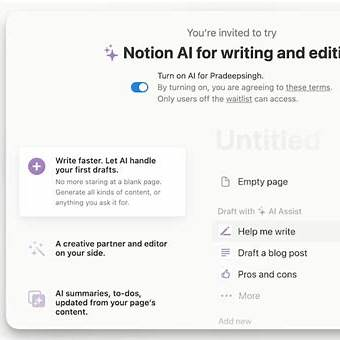 Notion AI interface showing AI writing options like improve writing and make shorter